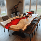 Myluxurytable Red Epoxy Dining Table Live Edge