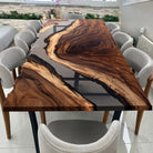 Myluxurytable Walnut Black Transparent Epoxy Table with Live-Edge MLT-034