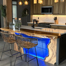 Olive Wood Blue River Bar Table Top