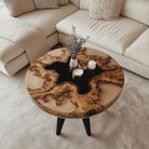 Olive Black Resin Round Coffee Table-2