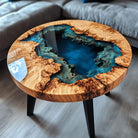 Olive Blue Resin Round Coffee Table