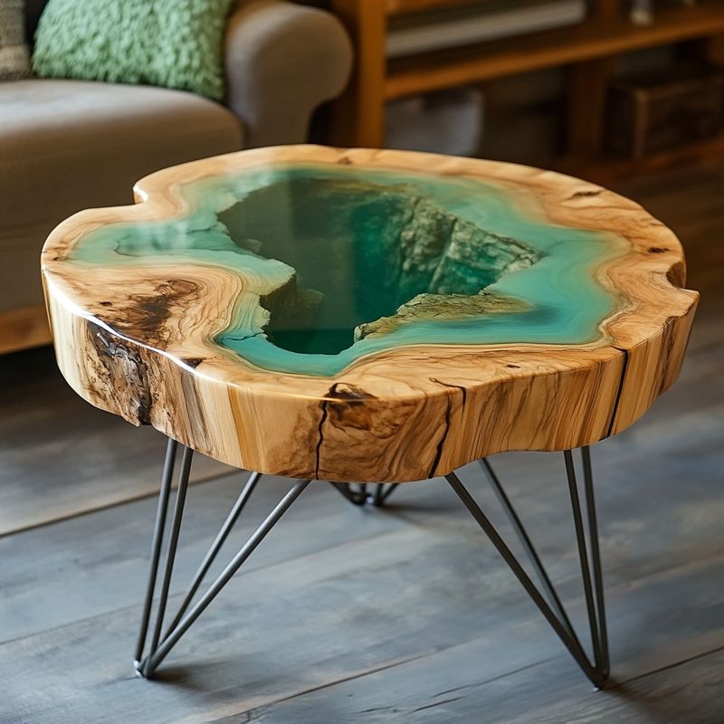 Olive Green Epoxy Resin Coffee Table-1