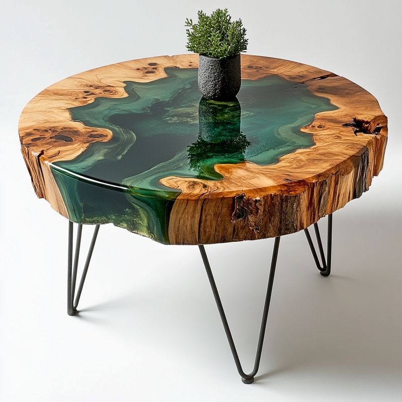 Olive Green Epoxy Resin Coffee Table-2