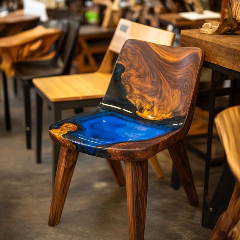 Olive Wood Ocean Epoxy Chair