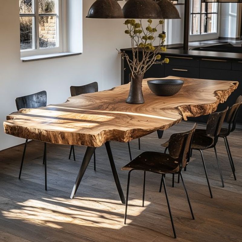 Olive Wood Slab Dining Table