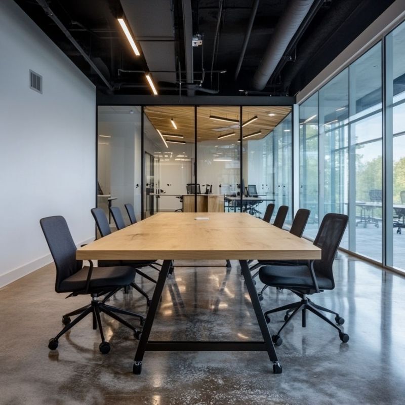 Rectangular Olive Wood Slab Conference Table-2