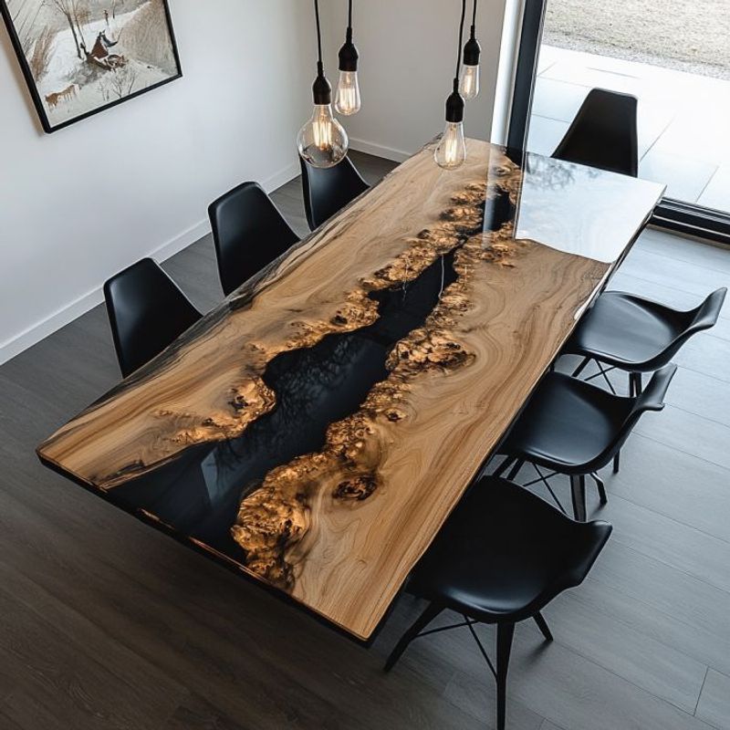 Walnut Black Epoxy Resin Conference Table