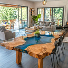 Walnut Ocean Epoxy Resin Square Dining Table