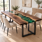 Walnut emerald epoxy dining table MLT-AI-001 featured view