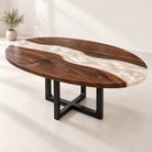 Walnut pearl white epoxy oval conference table MLT-AI-002 studio view